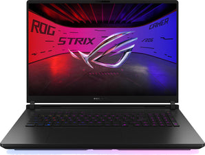 Front view of an ASUS ROG Strix Scar G18 5080 laptop with ultra 9 processor.